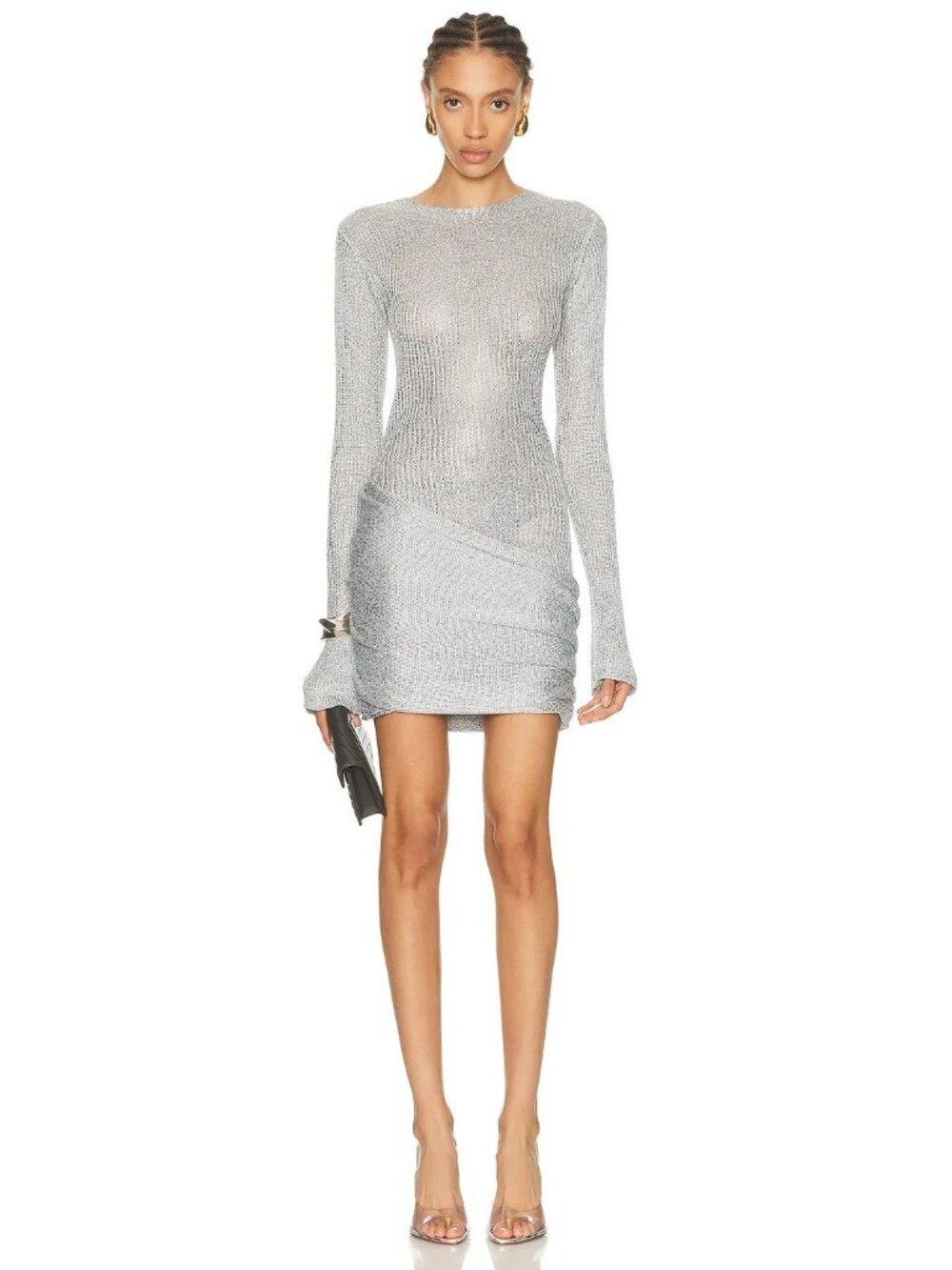 Bananhot Jones Dress in Silver Glitter Long Sleeve